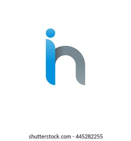 Initial Letter Ih Modern Linked Circle Round Lowercase Logo Blue Gray