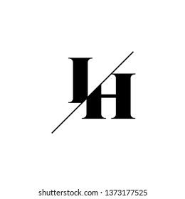 Initial Letter IH Monogram Sliced. Logo template isolated on white background