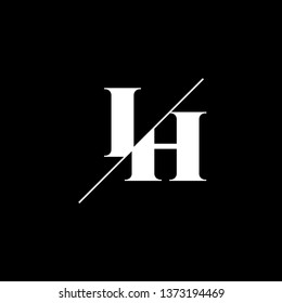 Initial Letter IH Monogram Sliced. Logo template isolated on black background