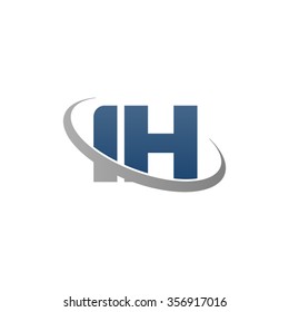 initial letter IH swoosh ring company logo blue gray