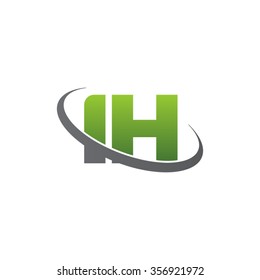 initial letter IH swoosh ring company logo green gray