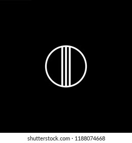 Initial letter I II III OI IO minimalist art monogram shape logo, white color on black background.