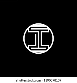 Initial letter I II III OI IO minimalist art monogram shape logo, white color on black background.