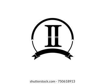 initial letter II logo monogram retro black