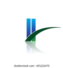 initial letter II logotype company name colored blue and green swoosh design. vector logo for business and company identity.
