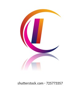 initial letter II logotype company name orange and magenta color on circle and swoosh design. vector logo for business and company identity.