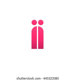 initial letter ii modern circle round lowercase logo pink