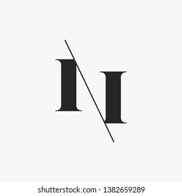 Initial Letter II Monogram Sliced. Modern logo template isolated on gray background