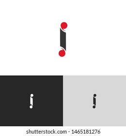 Initial Letter ii i  uppercase modern logo design template elements. red letter Isolated on black white grey background. Suitable for business, consulting group company.