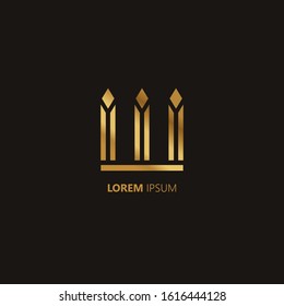 Initial Letter I III linked uppercase overlap modern gold logo vector design template. Suitable for business, consulting group company. Vector Illustration.