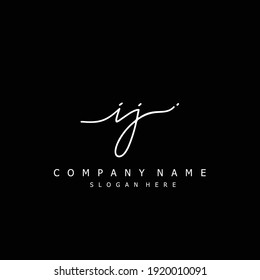 Initial letter IJ calligraphy handwritten logo. Handwritten alphabet in the logo template. Letters and Alphabet for your logo design.