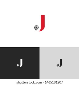Initial Letter ij i j  uppercase modern logo design template elements. red letter Isolated on black white grey background. Suitable for business, consulting group company.