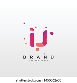 Initial letter IJ logo with colorful background, letter combination logo design for creative industry, web, business and company. - Vector