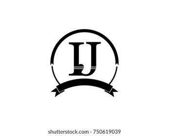 initial letter IJ logo monogram retro black