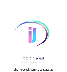 initial letter IJ logotype company name, coloreful and swoosh design. vector logo for business and company identity.