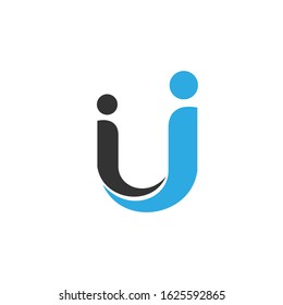 initial letter IJ modern linked circle round lowercase logo 