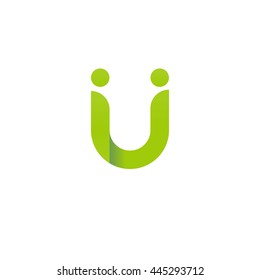 initial letter ij modern linked circle round lowercase logo green