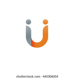 initial letter ij modern linked circle round lowercase logo orange gray