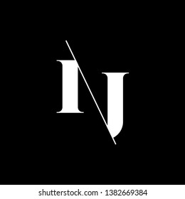 Initial Letter IJ Monogram Sliced. Modern logo template isolated on black background