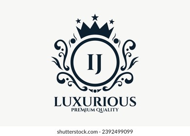 Initial  Letter IJ Royal Luxury Logo template in vector art for luxurious branding  vector illustration.