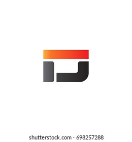Initial letter IJ, straight linked line bold logo, gradient fire red black colors