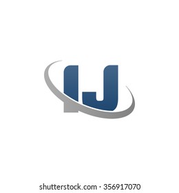 initial letter IJ swoosh ring company logo blue gray