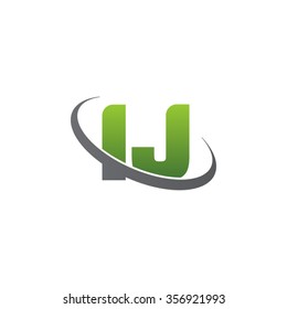 initial letter IJ swoosh ring company logo green gray