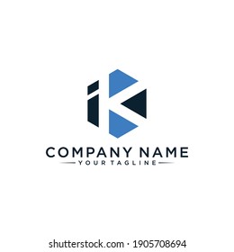 Initial letter ik or ki logo design template, simple monogram symbol