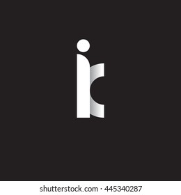 initial letter ik, letter ki, modern linked circle round lowercase logo white black