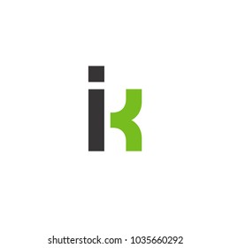 Initial Letter ik Linked Circle Lowercase Logo Black Green Icon Design Template Element