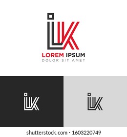 Initial Letter IK linked uppercase overlap modern logo design template. Suitable for business, consulting group company
