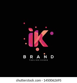 Initial letter IK logo with colorful background, letter combination logo design for creative industry, web, business and company. - Vector