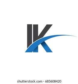 initial letter IK logotype company name colored blue and grey swoosh design. vector logo for business and company identity.
