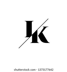 Initial Letter IK Monogram Sliced. Logo template isolated on white background