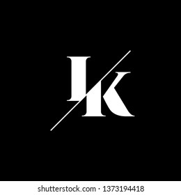 Initial Letter IK Monogram Sliced. Logo template isolated on black background