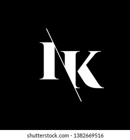 Initial Letter IK Monogram Sliced. Modern logo template isolated on black background