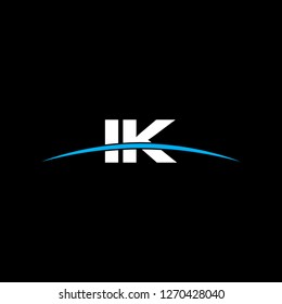 Initial letter IK overlapping movement swoosh horizon logo vector for logo company isolated in black background