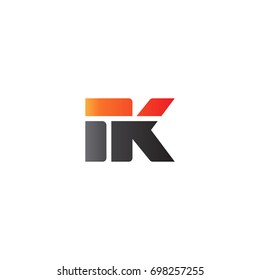 Initial letter IK, straight linked line bold logo, gradient fire red black colors