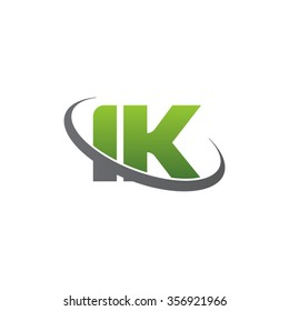 initial letter IK swoosh ring company logo green gray