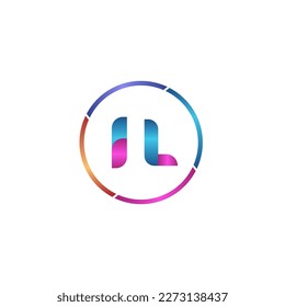 Initial letter IL curve rounded logo, gradient vibrant colorful glossy colors