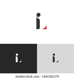 Initial Letter il i l  uppercase modern logo design template elements. red letter Isolated on black white grey background. Suitable for business, consulting group company.