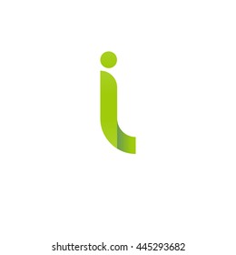 initial letter il, letter li, modern linked circle round lowercase logo green