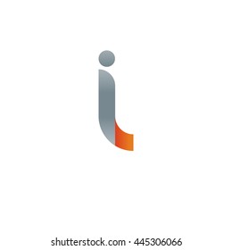 initial letter il, letter li, modern linked circle round lowercase logo orange gray