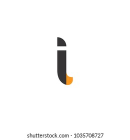 Initial Letter il Linked Circle Lowercase Logo Black Orange Icon Design Template Element