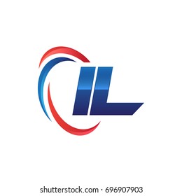 initial letter IL logo swoosh red blue