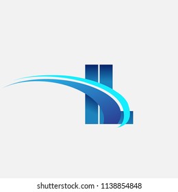 initial letter IL logotype company name colored blue and swoosh design. vector logo for business and company identity.