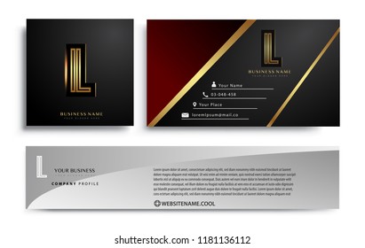 initial letter IL logotype company name colored gold elegant design. Vector sets for business identity on black background.