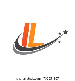 initial letter IL logotype company name colored orange and grey swoosh star design. vector logo for business and company identity.