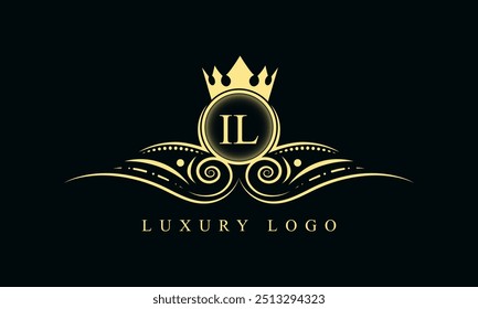 Initial letter IL luxury logo design. IL Luxurious Royal golden Logo design