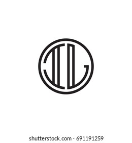 Initial letter IL, minimalist line art monogram circle logo, black color